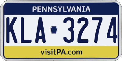 PA license plate KLA3274