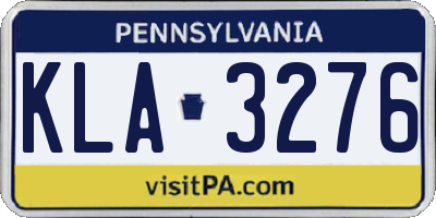 PA license plate KLA3276