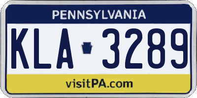 PA license plate KLA3289