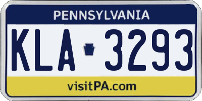 PA license plate KLA3293
