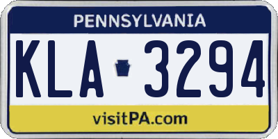PA license plate KLA3294