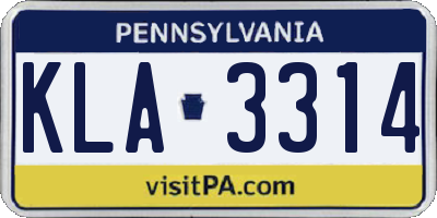 PA license plate KLA3314