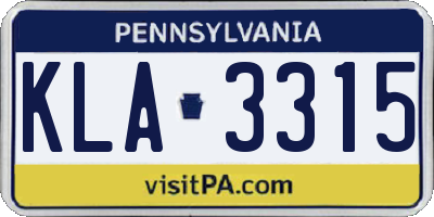 PA license plate KLA3315