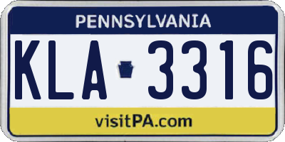 PA license plate KLA3316