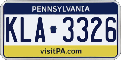 PA license plate KLA3326