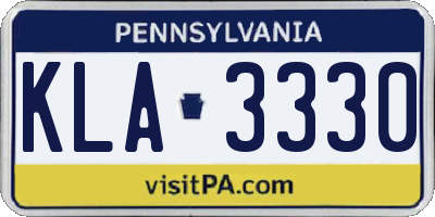 PA license plate KLA3330