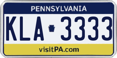PA license plate KLA3333