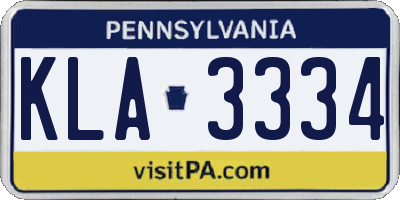 PA license plate KLA3334