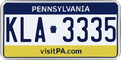 PA license plate KLA3335