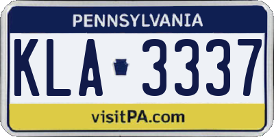 PA license plate KLA3337