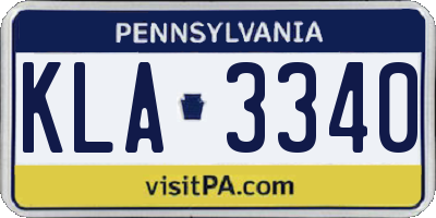 PA license plate KLA3340