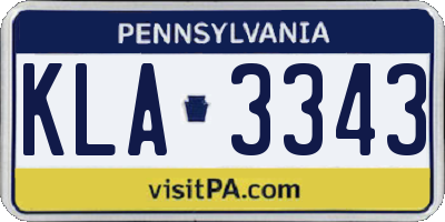 PA license plate KLA3343
