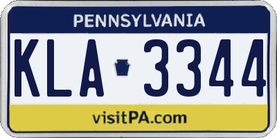 PA license plate KLA3344