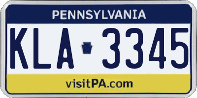 PA license plate KLA3345