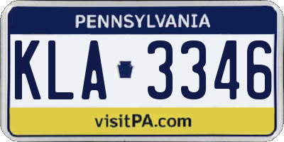 PA license plate KLA3346