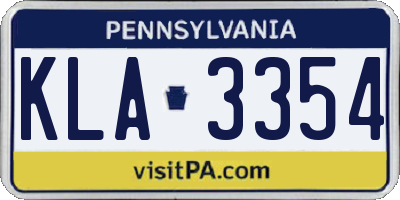 PA license plate KLA3354