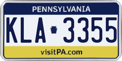 PA license plate KLA3355