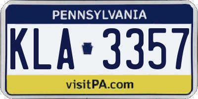 PA license plate KLA3357