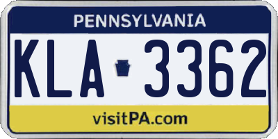 PA license plate KLA3362