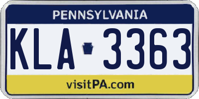 PA license plate KLA3363
