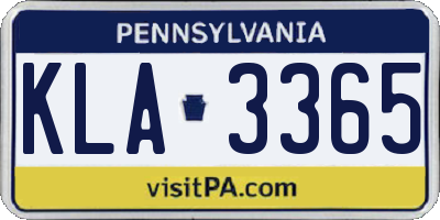 PA license plate KLA3365