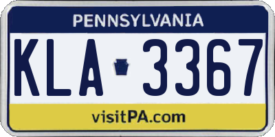 PA license plate KLA3367