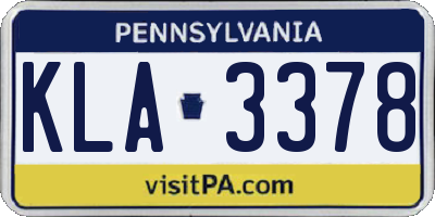 PA license plate KLA3378
