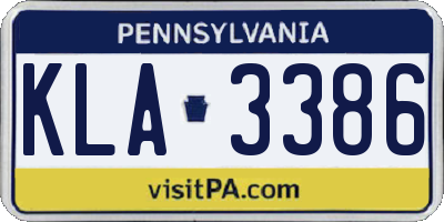 PA license plate KLA3386