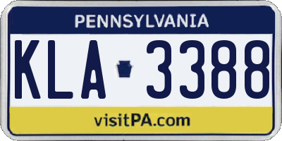 PA license plate KLA3388