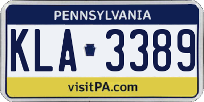 PA license plate KLA3389