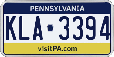PA license plate KLA3394
