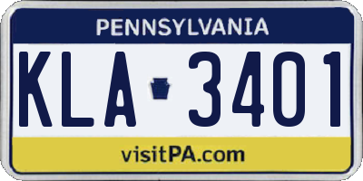 PA license plate KLA3401