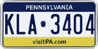 PA license plate KLA3404