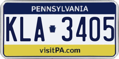 PA license plate KLA3405