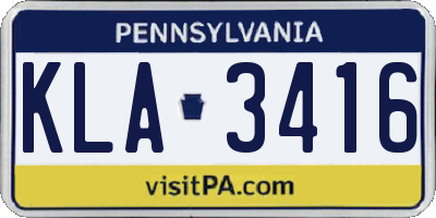 PA license plate KLA3416