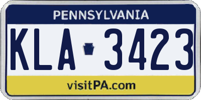 PA license plate KLA3423