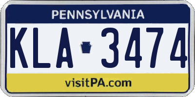 PA license plate KLA3474