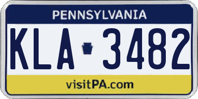 PA license plate KLA3482
