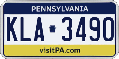 PA license plate KLA3490