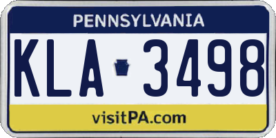PA license plate KLA3498