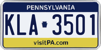 PA license plate KLA3501