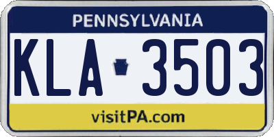PA license plate KLA3503
