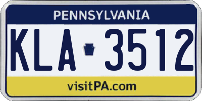 PA license plate KLA3512