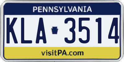 PA license plate KLA3514