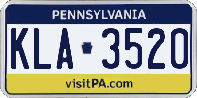 PA license plate KLA3520