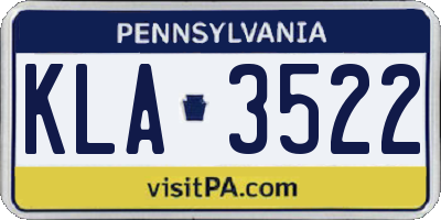 PA license plate KLA3522