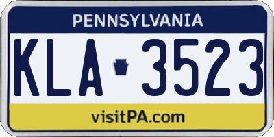 PA license plate KLA3523