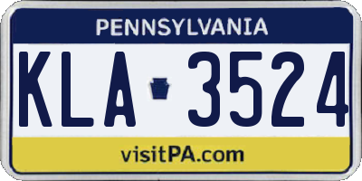 PA license plate KLA3524