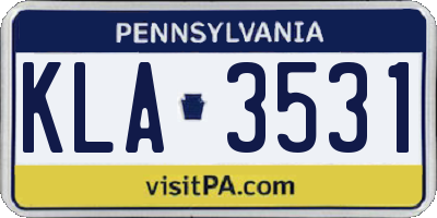 PA license plate KLA3531