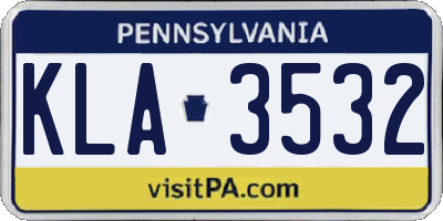 PA license plate KLA3532